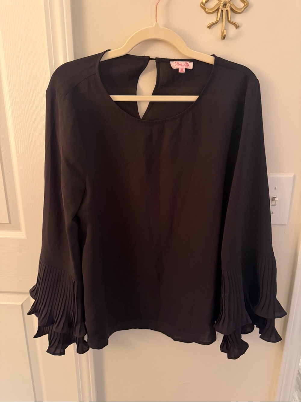 Pink Lily pleated bell sleeve top